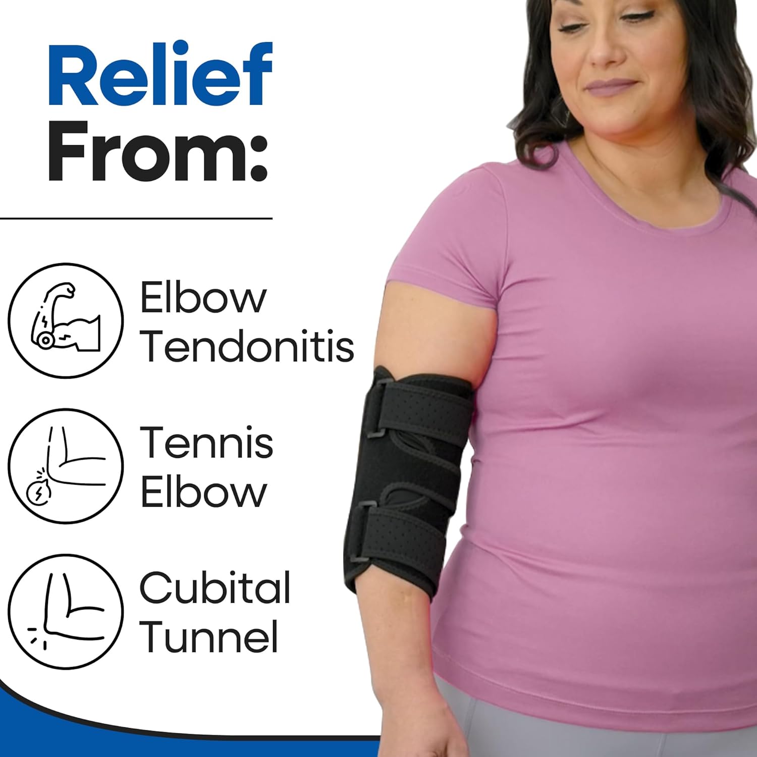 Elbow Brace Comfortable Elbow Splint – Cubital Tunnel Brace for Sleeping or Ulnar Nerve (Fits Most)