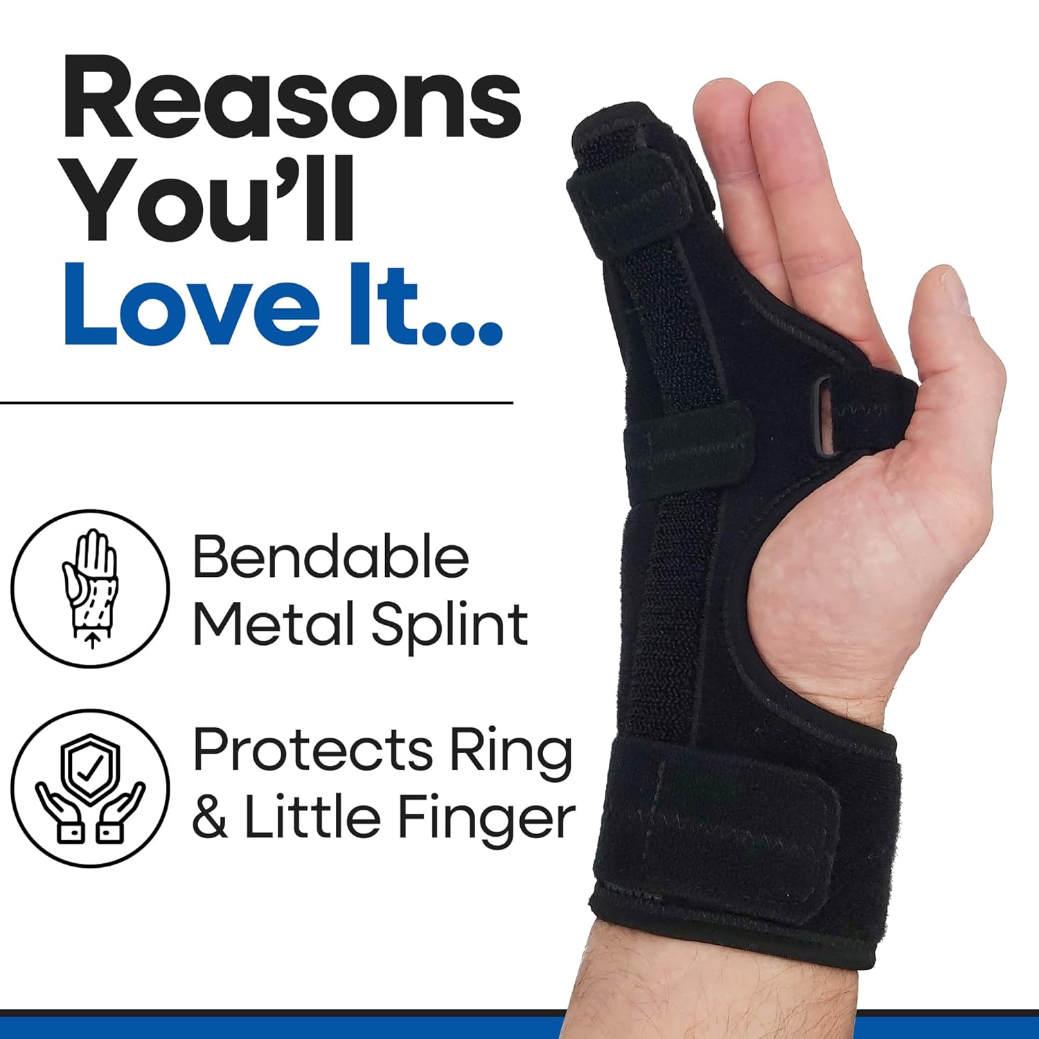 Boxer Finger Splint Hand Brace – Hand Brace & Metacarpal Splint for Broken Fingers, Wrist & Hand Injuries or Little Finger Fracture