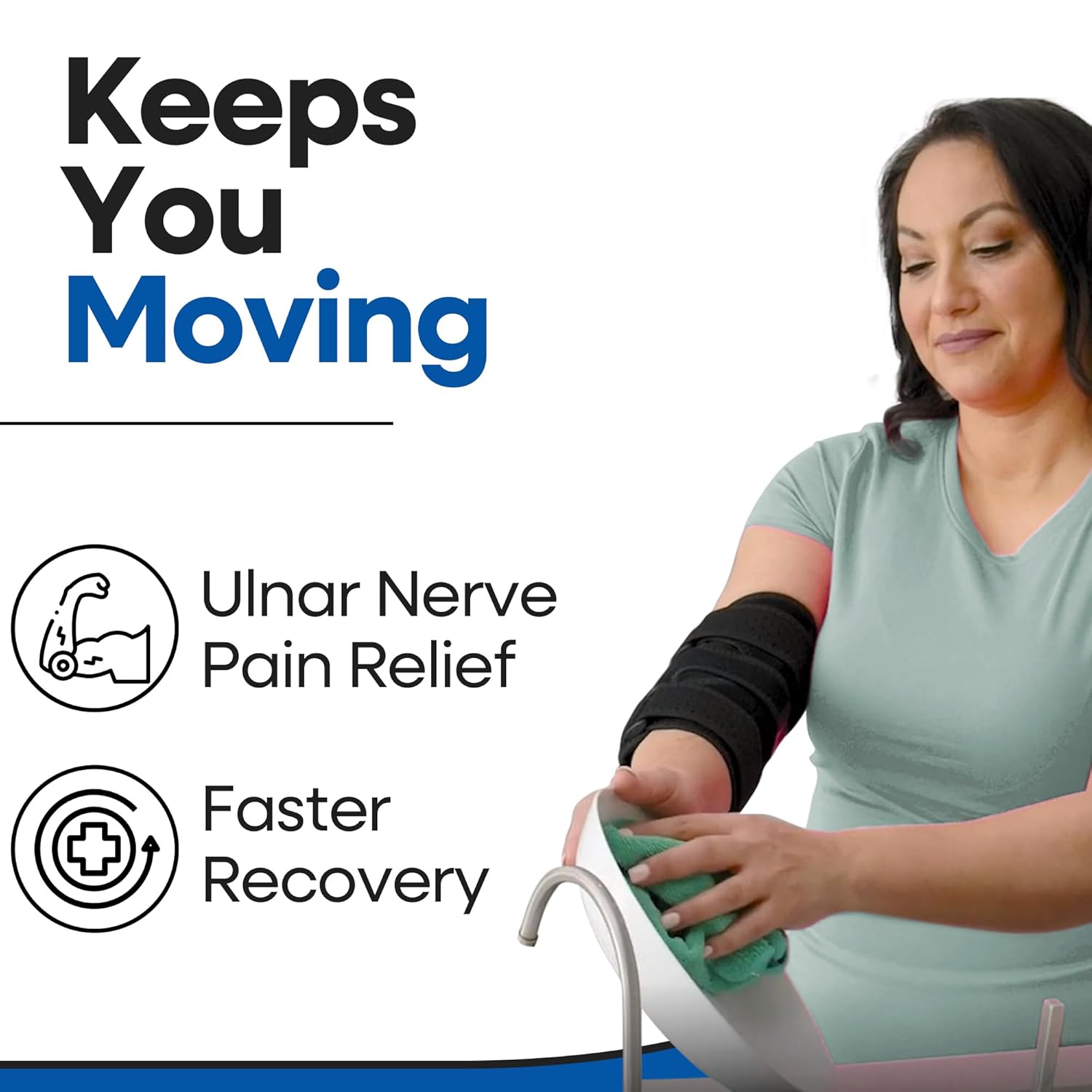 Elbow Brace Comfortable Elbow Splint – Cubital Tunnel Brace for Sleeping or Ulnar Nerve (Fits Most)