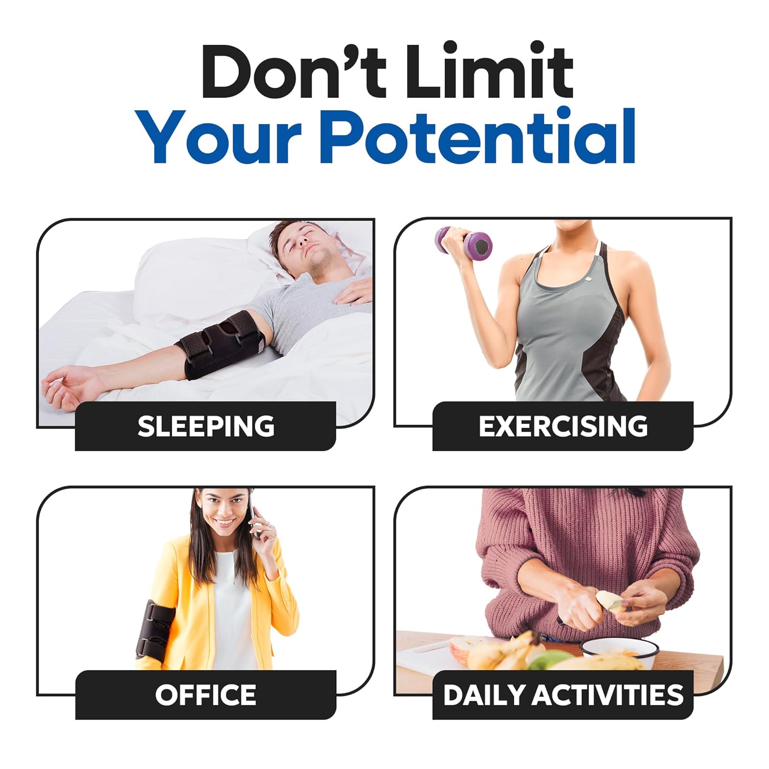 Elbow Brace Comfortable Elbow Splint – Cubital Tunnel Brace for Sleeping or Ulnar Nerve (Fits Most)