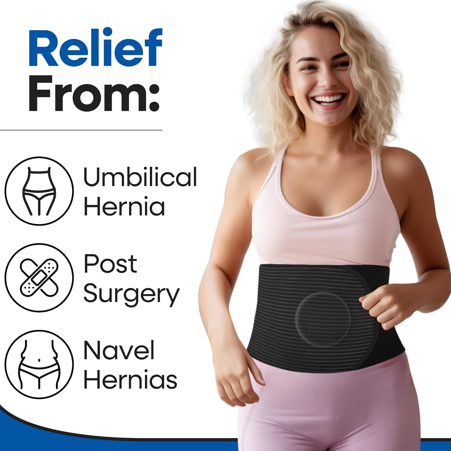 Hernia Belt for Men and Women - Abdominal Binder For Umbilical Hernias