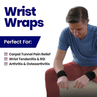 Wrist Wraps for Wrist Support – Wrist Compression for Tendonitis (2 Wraps)