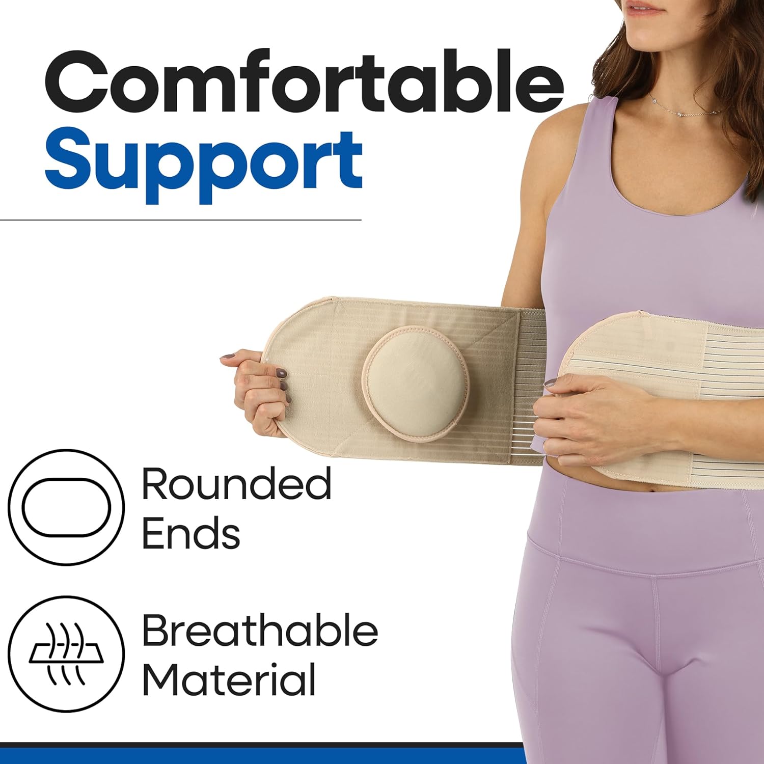 Hernia Belt for Men and Women – Beige Abdominal Binder Belly Band for Umbilical Hernias