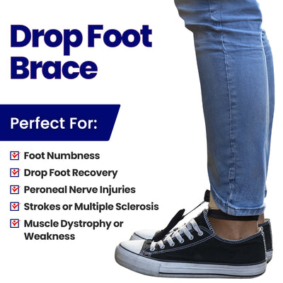 Drop Foot Brace For Walking | Adjustable Dorsiflexion AFO Foot Drop Brace - Fits Most