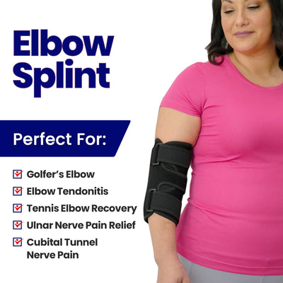 Elbow Brace Comfortable Elbow Splint – Cubital Tunnel Brace for Sleeping or Ulnar Nerve (Fits Most)