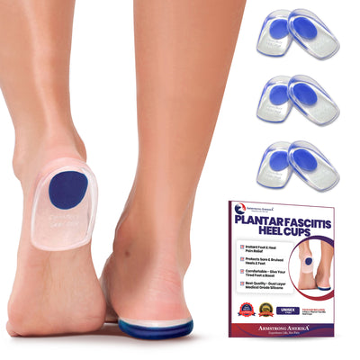 Gel Heel Cups Plantar Fasciitis Inserts 3 x Pairs