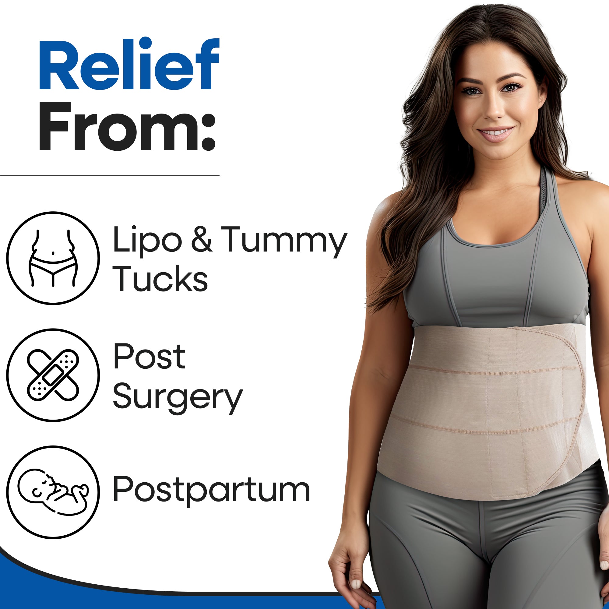 Abdominal Binder Plus Size Belly Binder - Beige Stomach Compression Wrap