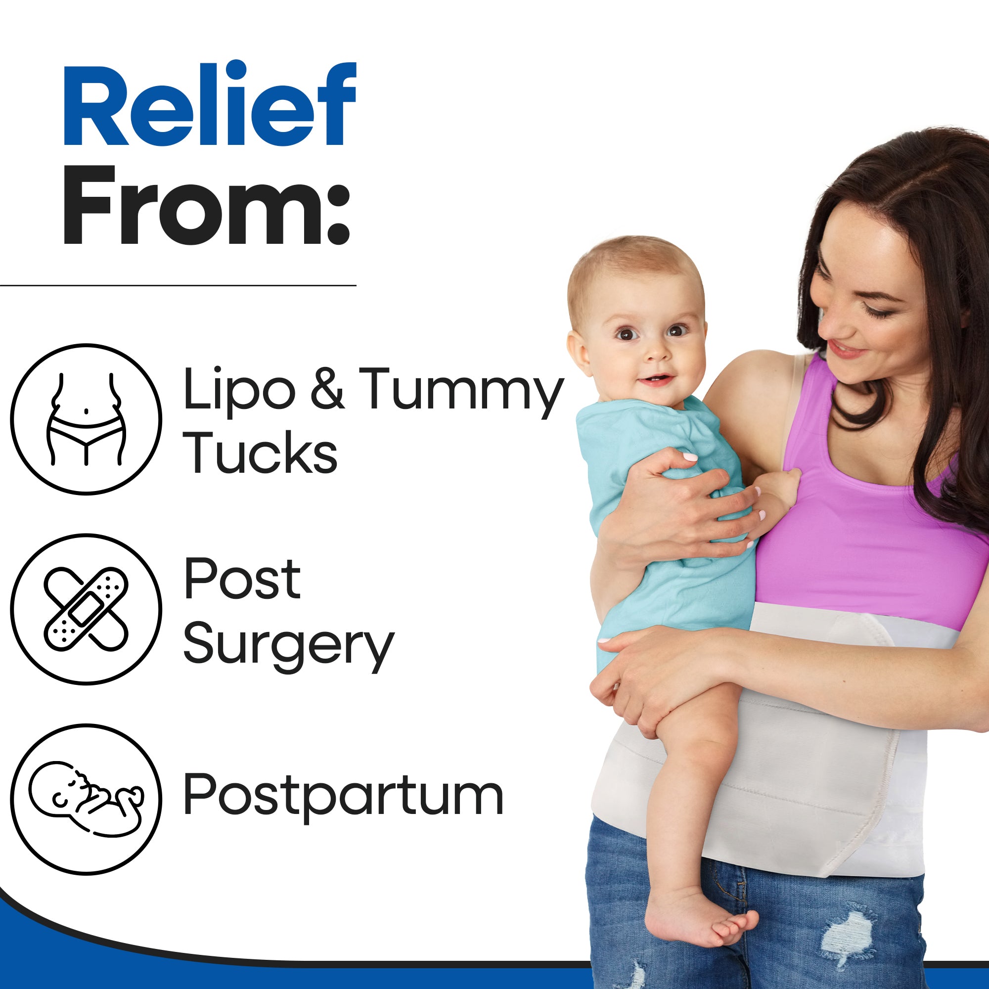 Wide Abdominal Binder Belly Wrap - White Plus Size