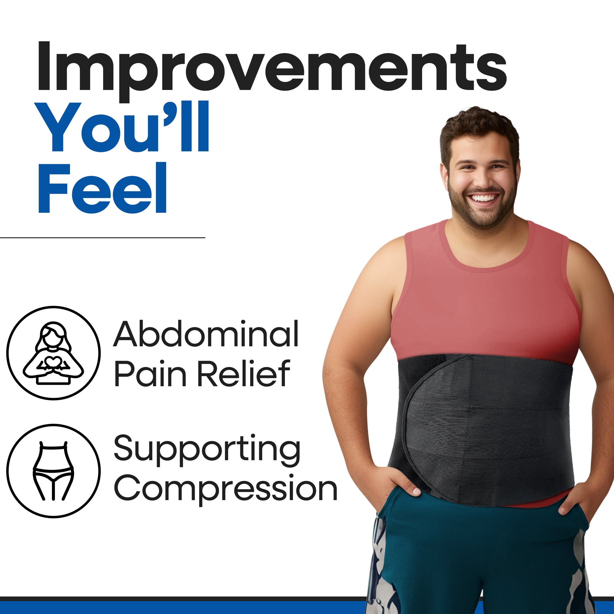 Wide Abdominal Binder Belly Wrap – Plus Size (Black)