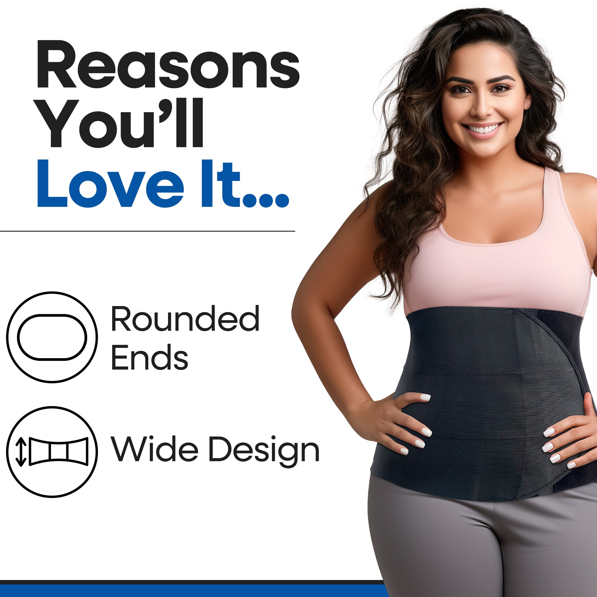 Wide Abdominal Binder Belly Wrap – Plus Size (Black)