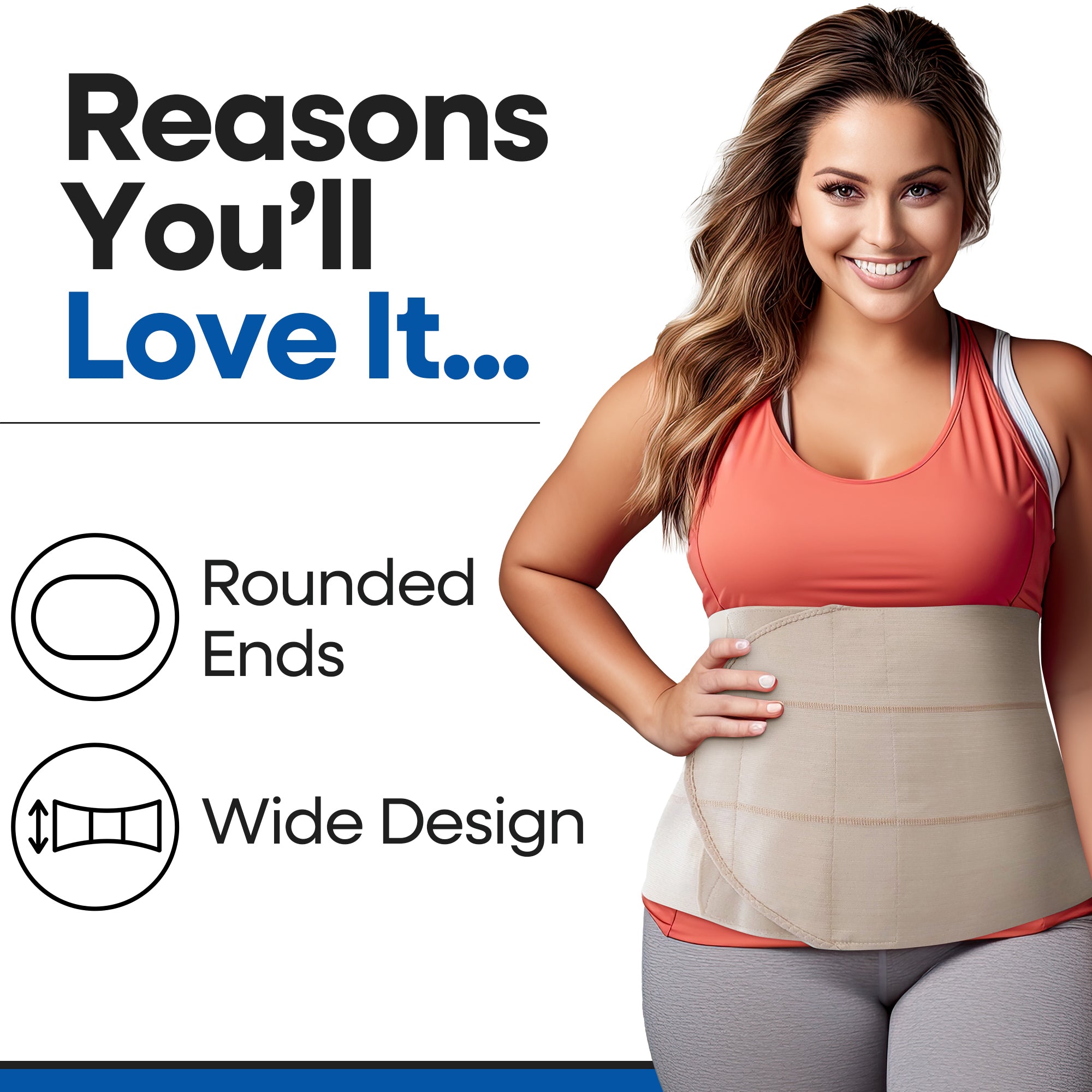 Abdominal Binder Plus Size Belly Binder - Beige Stomach Compression Wrap