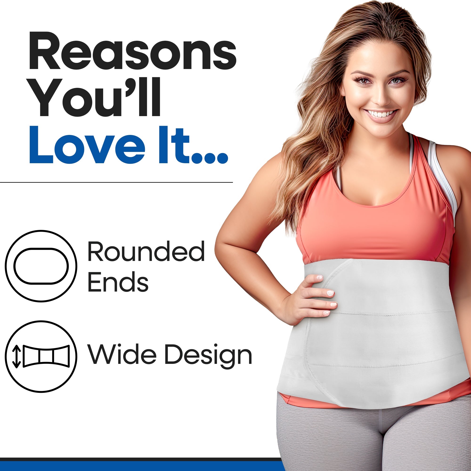 Wide Abdominal Binder Belly Wrap - White Plus Size