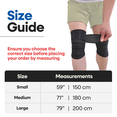 Elastic Knee Compression Bandage Wraps - 1 x Pair (79 Inches)