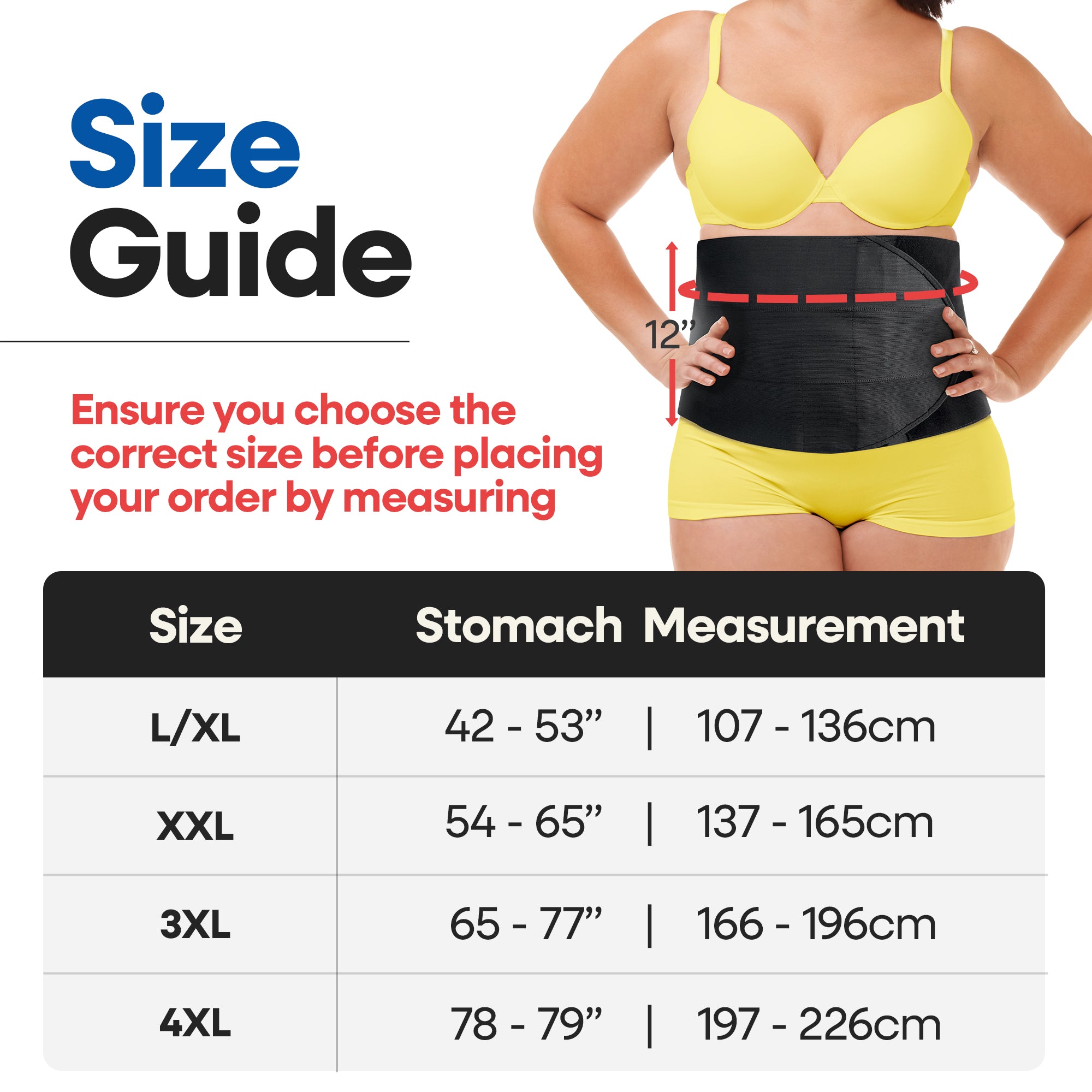 Wide Abdominal Binder Belly Wrap – Plus Size (Black)