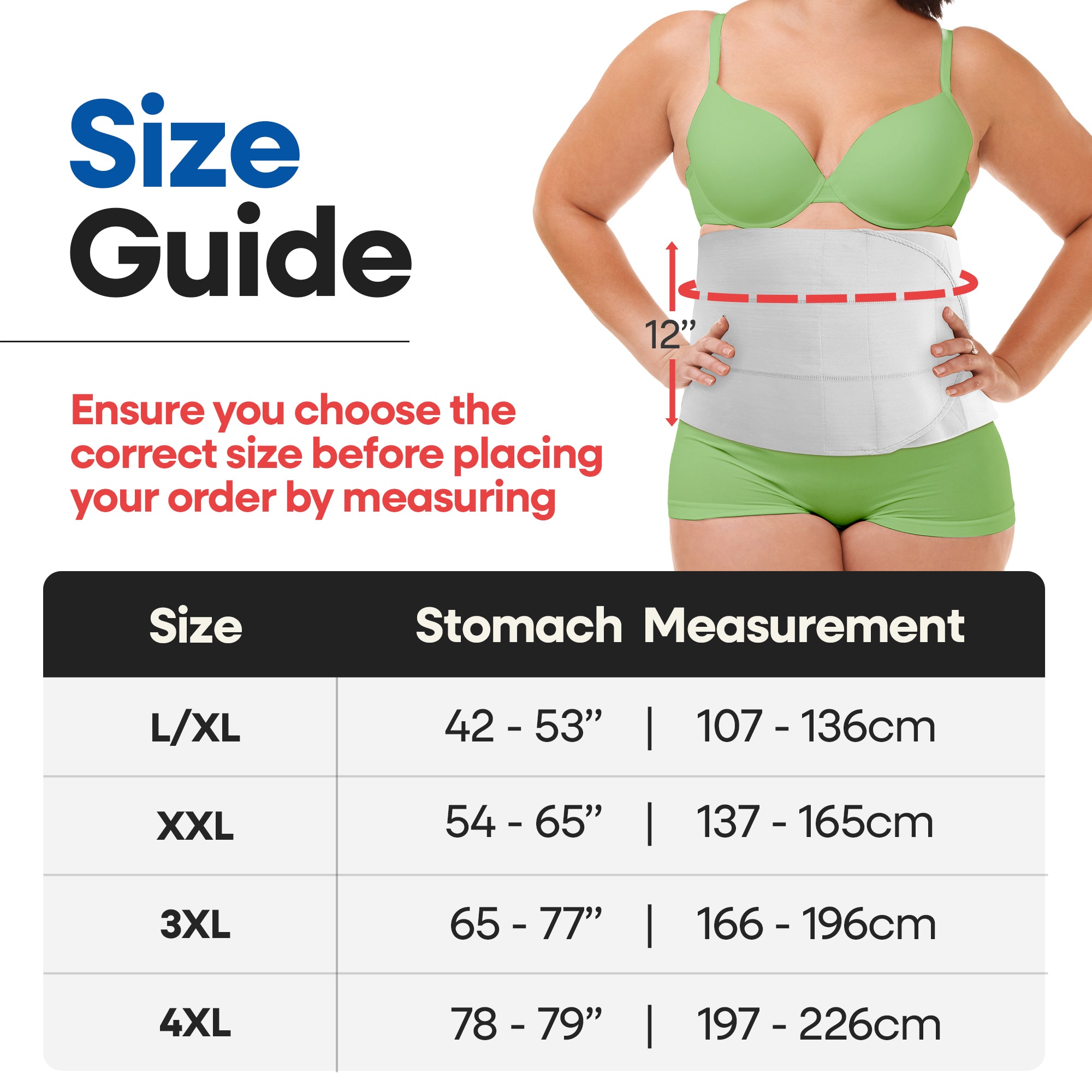 Wide Abdominal Binder Belly Wrap - White Plus Size