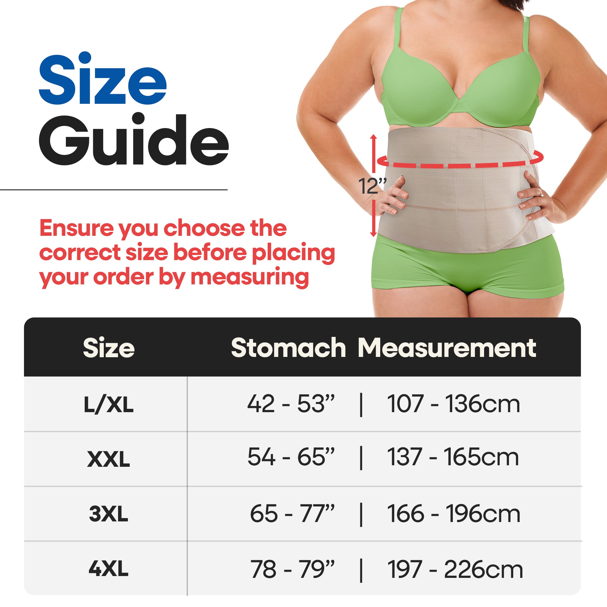 Abdominal Binder Plus Size Belly Binder - Beige Stomach Compression Wrap