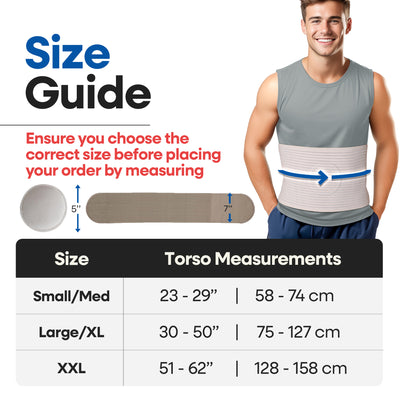 Hernia Belt for Men and Women – Beige Abdominal Binder Belly Band for Umbilical Hernias