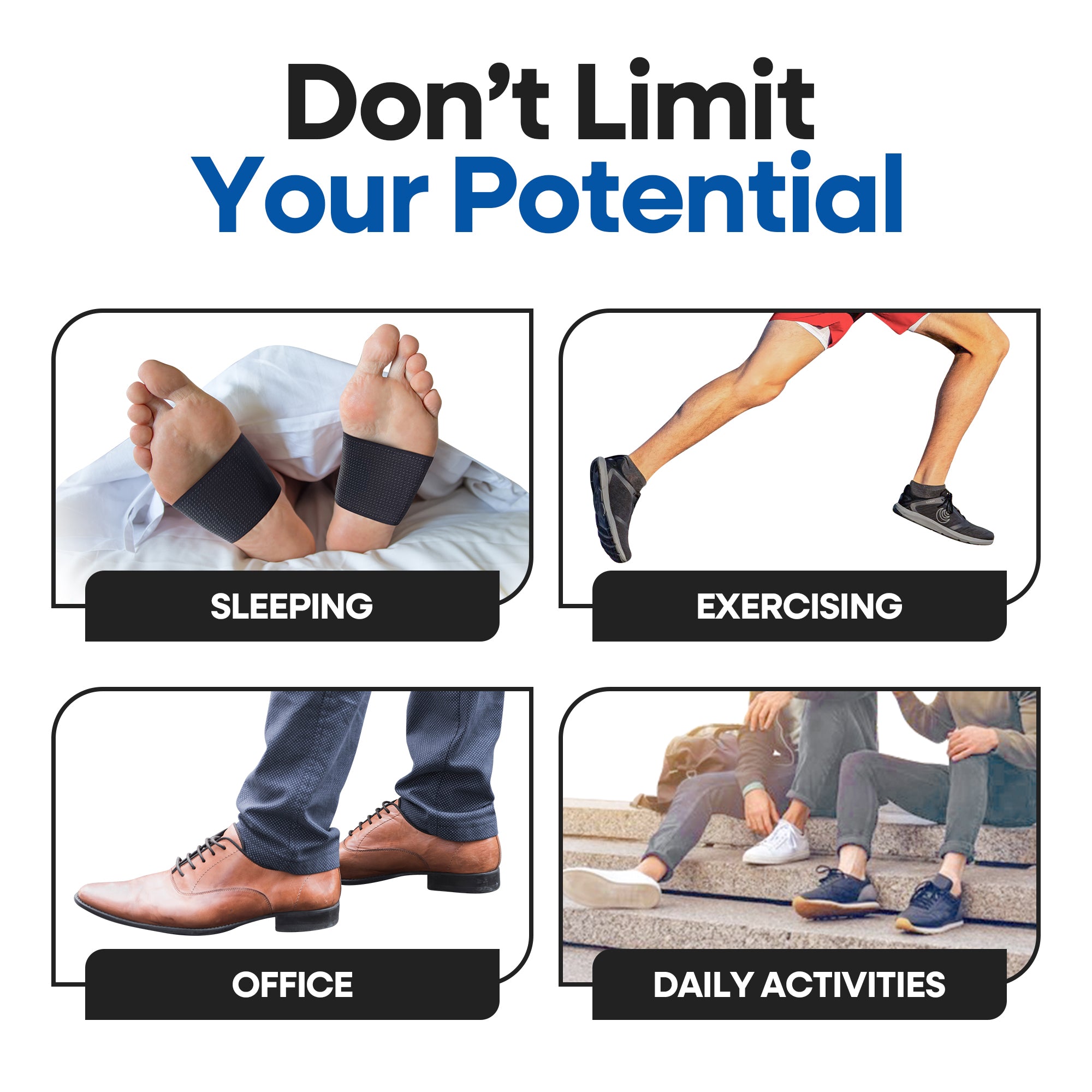 Copper Infused Plantar Fasciitis Brace Arch Supports (3 Pairs)