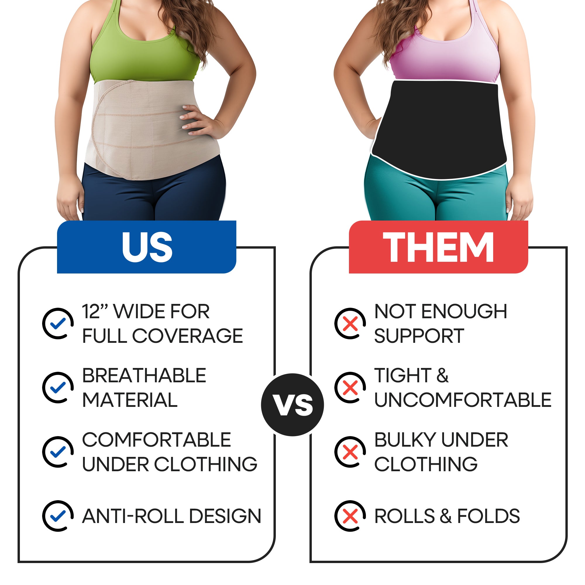 Abdominal Binder Plus Size Belly Binder - Beige Stomach Compression Wrap