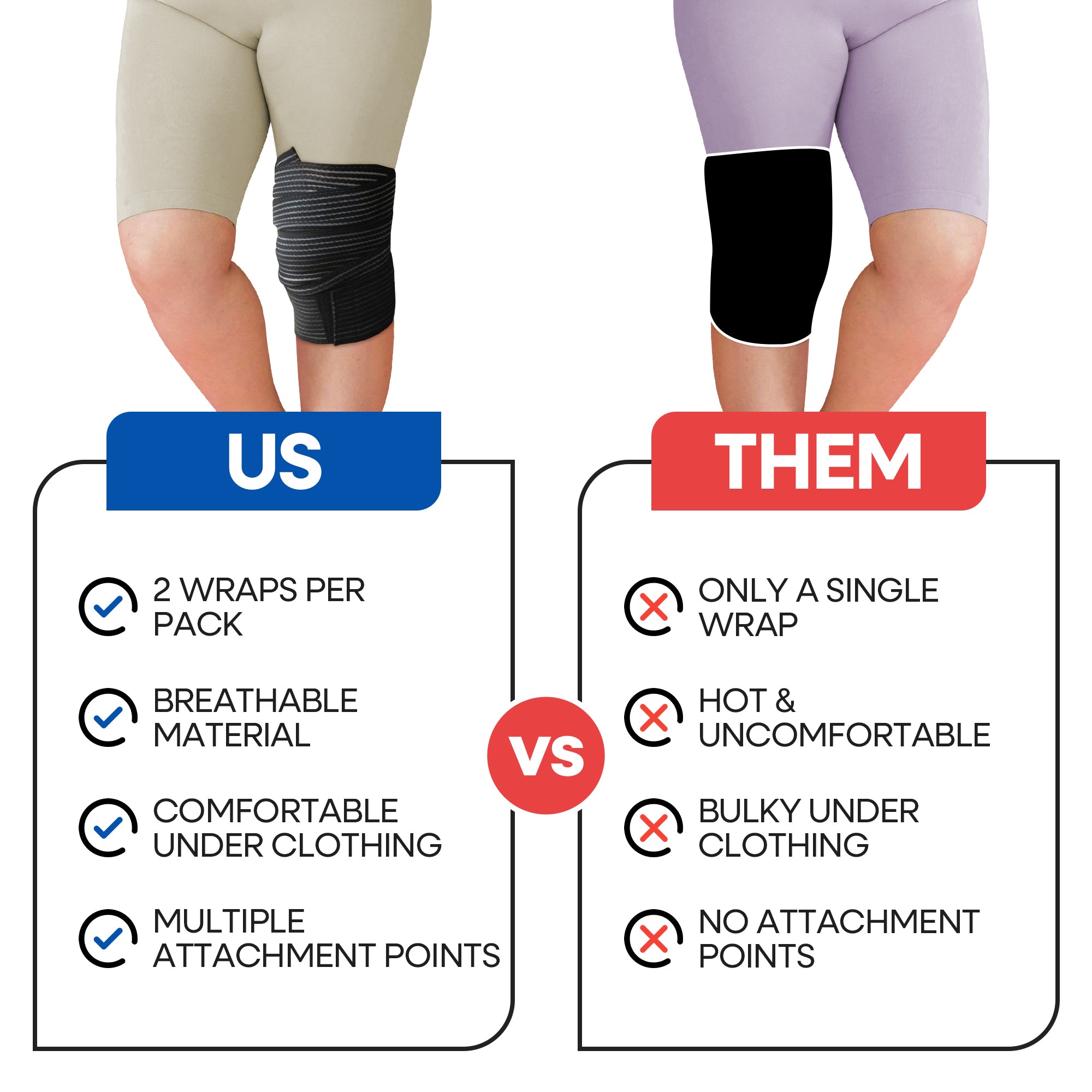 Elastic Knee Compression Bandage Wraps - (79 Inches)