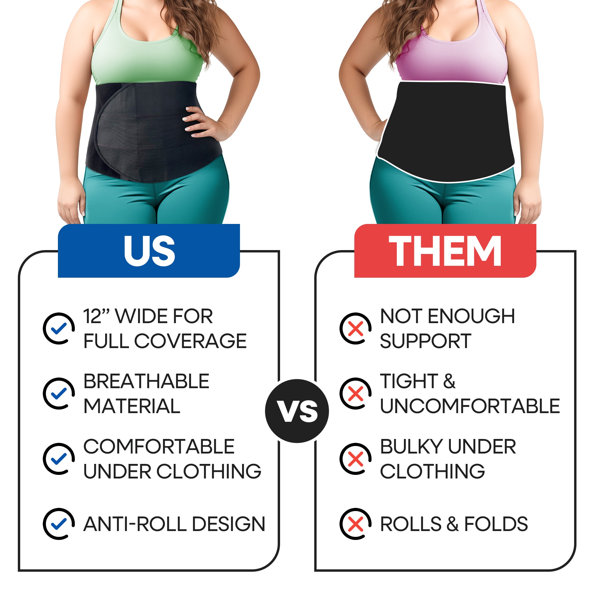 Wide Abdominal Binder Belly Wrap – Plus Size (Black)