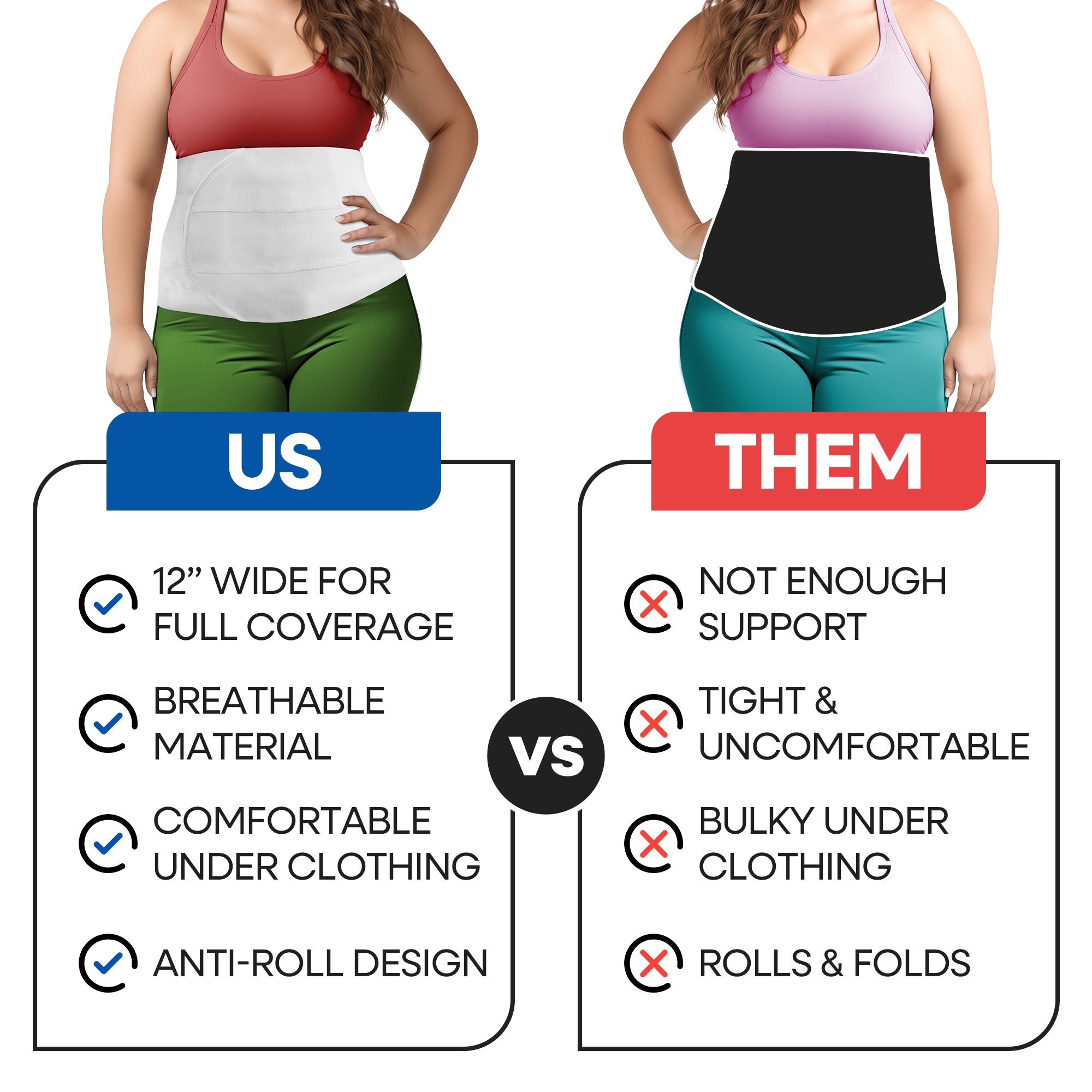 Wide Abdominal Binder Belly Wrap - White Plus Size