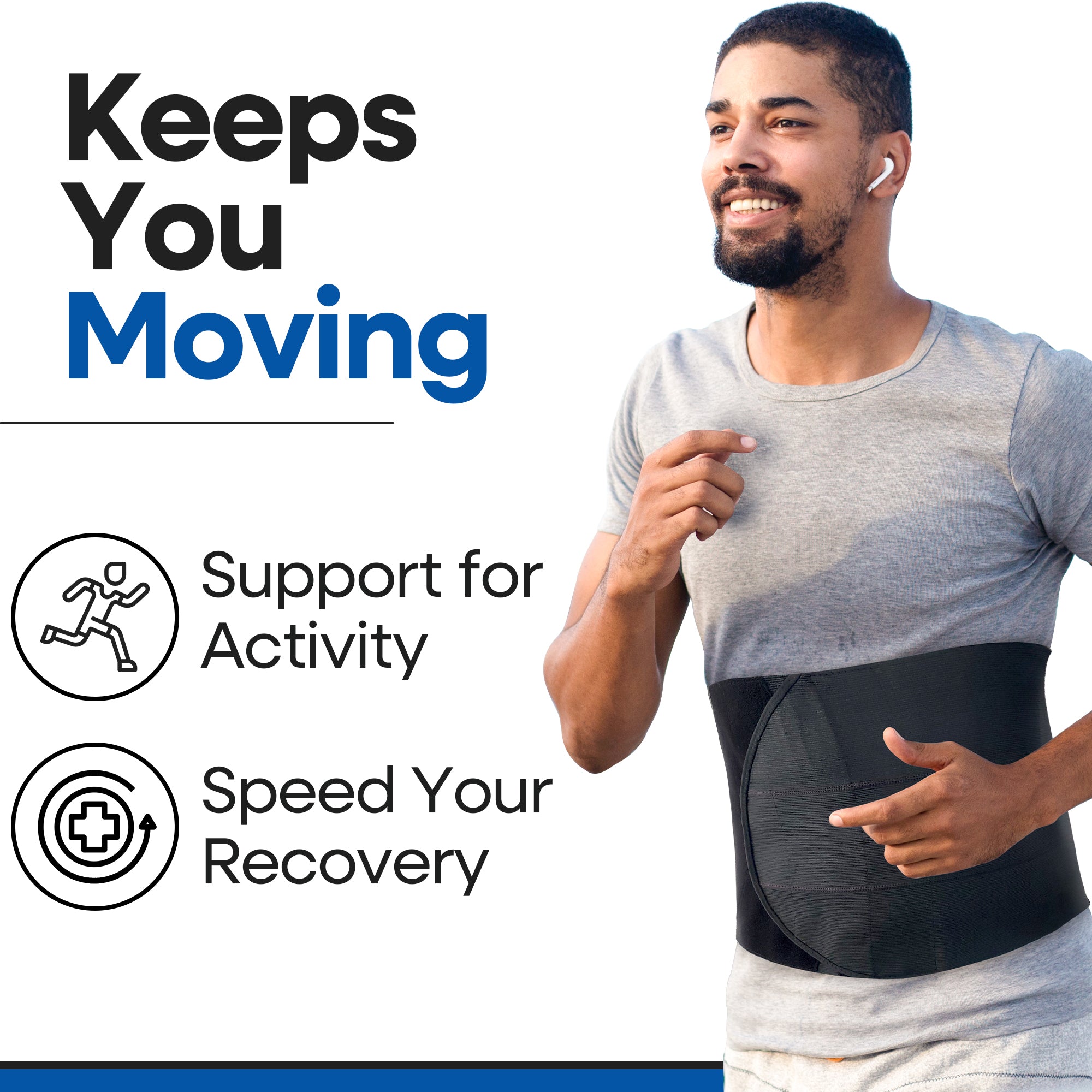 Wide Abdominal Binder Belly Wrap – Plus Size (Black)