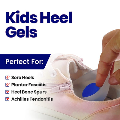 Kids Heel Cups for Heel Pain - Gel Heel Cushions 3 Pairs