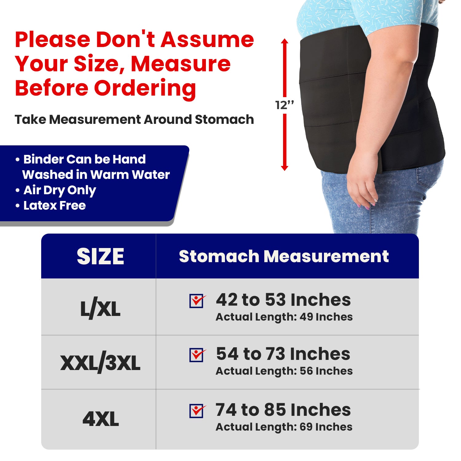 Wide Abdominal Binder Belly Wrap – Plus Size