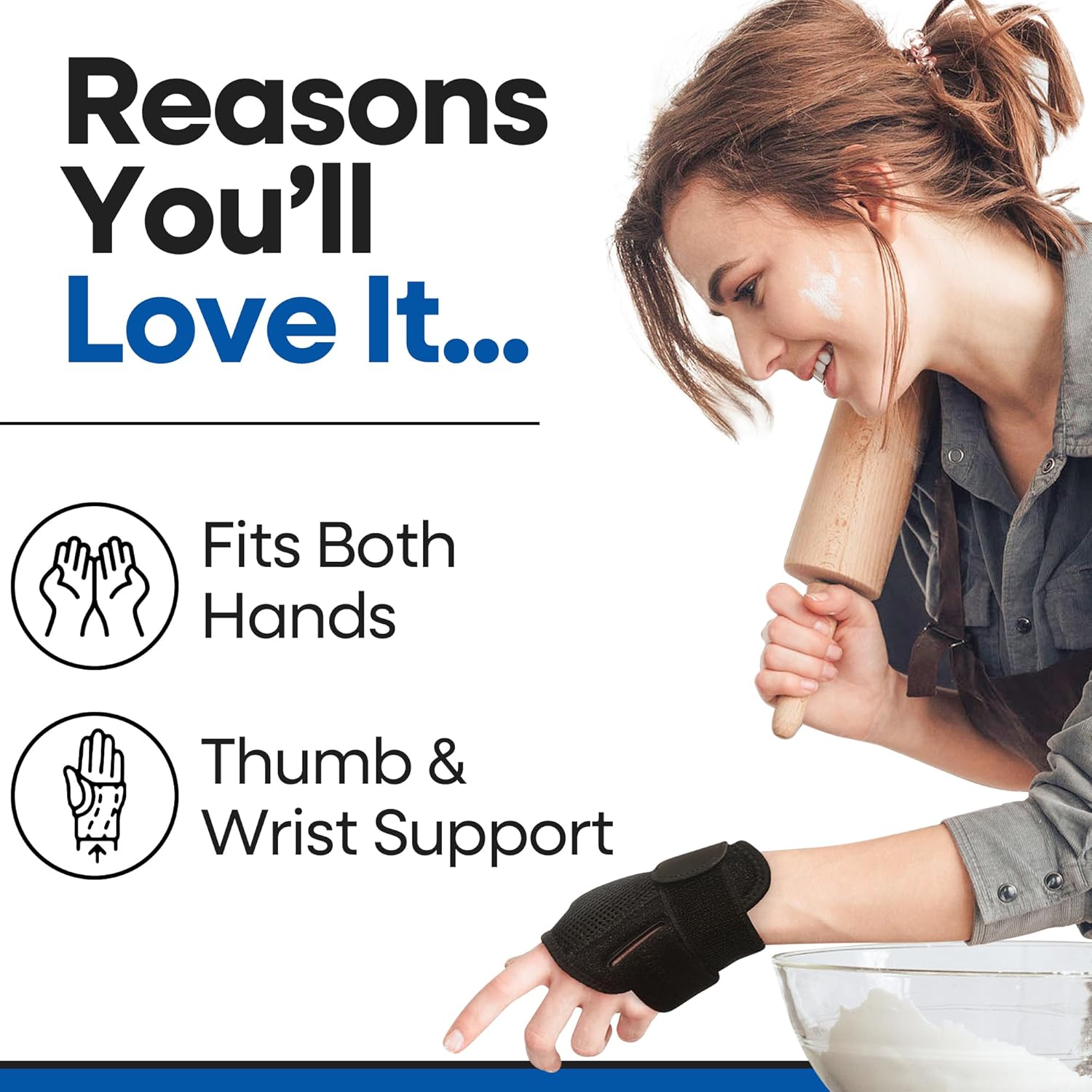 Thumb Brace with Wrist Support – Thumb Spica Splint for Tendonitis, Arthritis & Carpal Tunnel (Fits Both Hands)