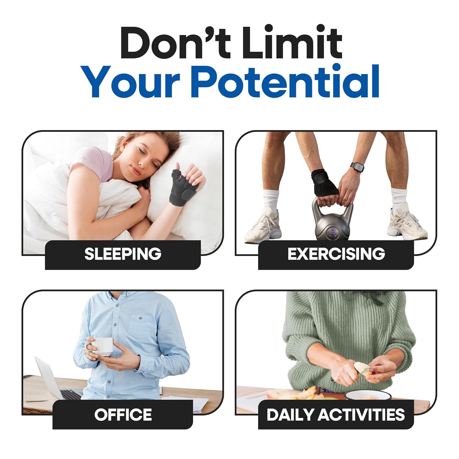 Thumb Brace with Wrist Support – Thumb Spica Splint for Tendonitis, Arthritis & Carpal Tunnel (Fits Both Hands)