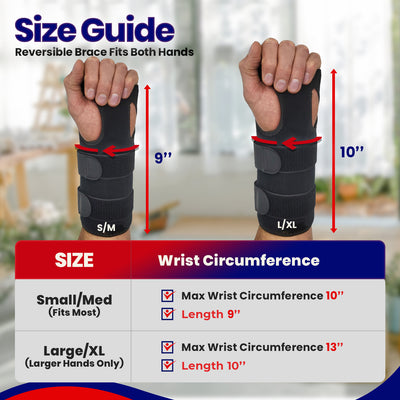 Carpal Tunnel Brace Wrist Splint - Longer for Extra Wrist Support (Fits Both Hands)