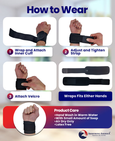 Wrist Wraps for Wrist Support – Wrist Compression for Tendonitis (2 Wraps)