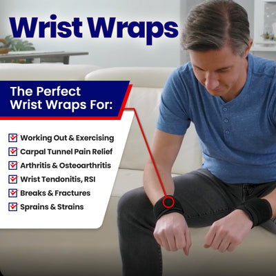 Wrist Wraps for Wrist Support – Wrist Compression for Tendonitis (2 Wraps)